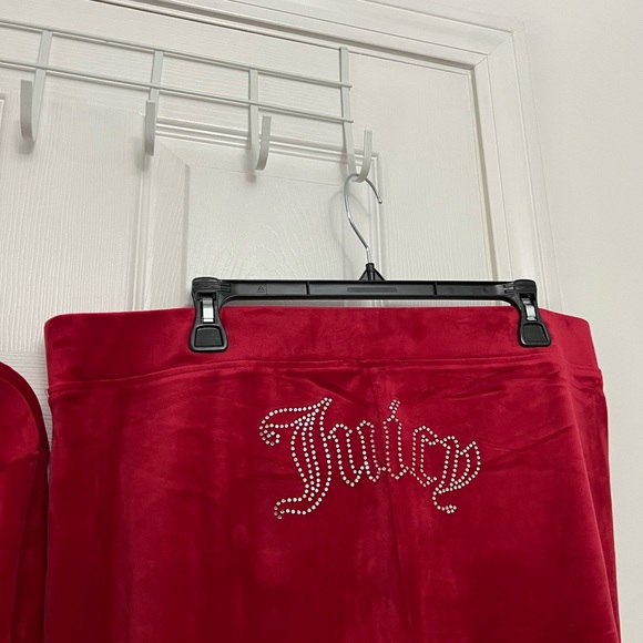 Juicy Couture Size XXL Velour Bling Tracksuit Set Red Rhinestone jacket pants - Picture 5 of 10